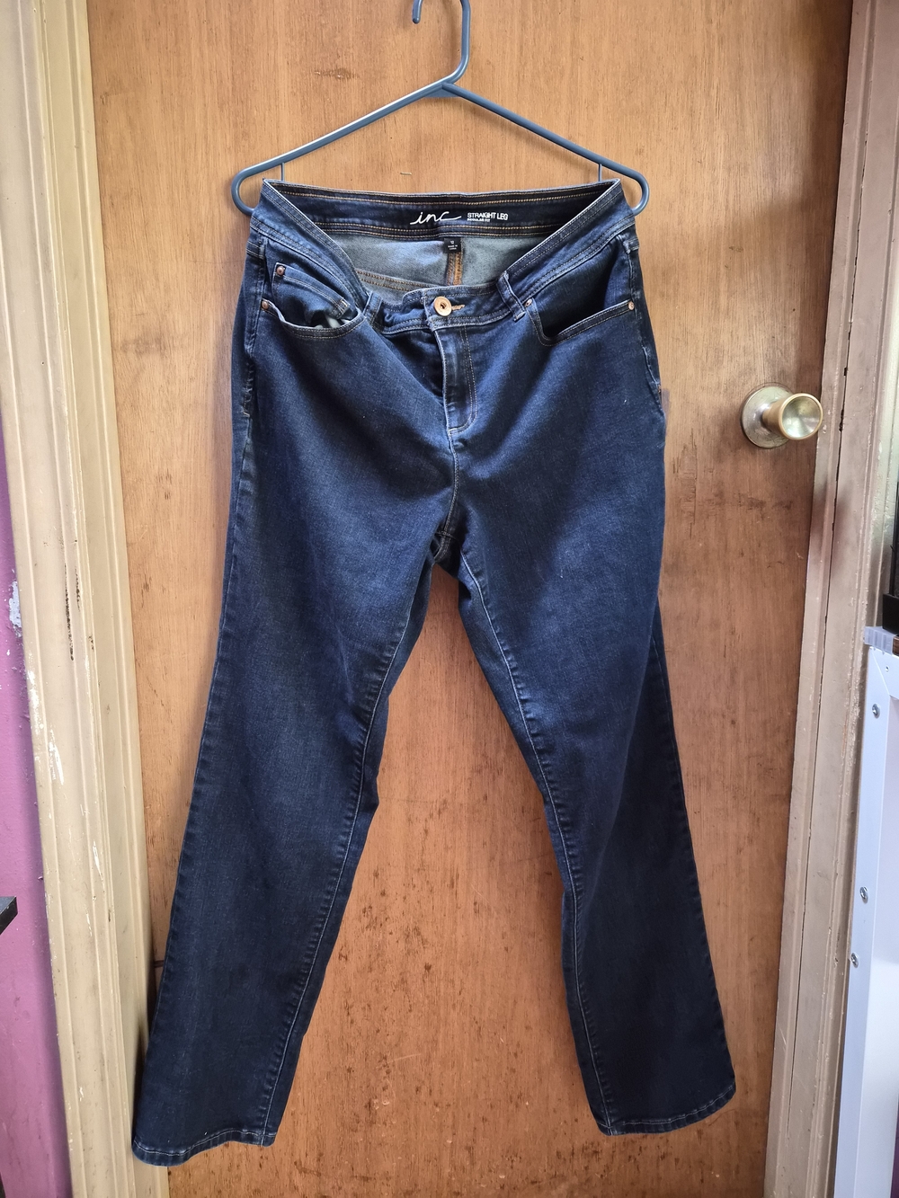 INC International Concepts Dark Indigo Straight-Leg Jeans